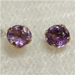 14K Yellow Gold Amethyst Earrings, Made in Canada, Suggested Retail Value $80