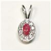 Image 2 : Silver Ruby(0.6ct) Cubic Zirconia Pendant, Suggested Retail Value $80