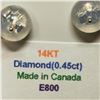 Image 5 : 14K White Gold Diamond(0.45ct) Brilliant Cut, I-2 To I-3 Clarity Earrings (~weight 0.5g), Made in Ca