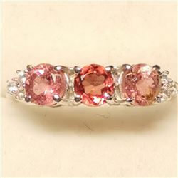 Silver Tourmaline Garnet Cubic Zirconia Ring (~Size 6), Suggested Retail Value $80
