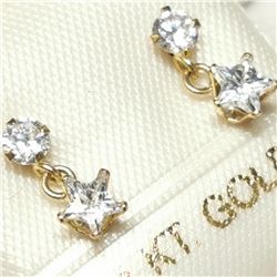 14K Yellow Gold Cubic Zirconia Earrings, Made in Canada, Suggested Retail Value $140