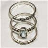 Image 2 : Silver Blue Topaz Marcasite 3 Rings Set, Suggested Retail Value $160