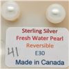 Image 2 : Silver Pearl Reversible Earrings, Made in Canada, Suggested Retail Value $100