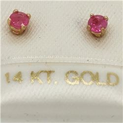 14K Yellow Gold Ruby Earrings, Made in Canada, Suggested Retail Value $80