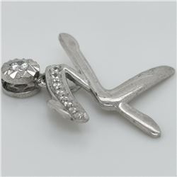 Silver Cubic Zirconia Letter "K" Pendant (~Size 6), Suggested Retail Value $40