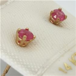 14K Yellow Gold Ruby Earrings, Made in Canada, Suggested Retail Value $80