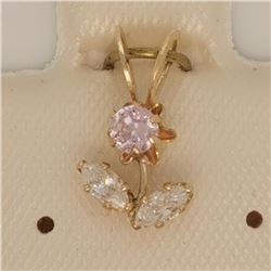 10K Yellow Gold Cubic Zirconia Pink, White Pendant, Made in Canada, Suggested Retail Value $60