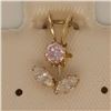 Image 5 : 10K Yellow Gold Cubic Zirconia Pink, White Pendant, Made in Canada, Suggested Retail Value $60