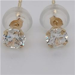 14K Yellow Gold Cubic Zirconia Studs Earrings, Made in Canada, Suggested Retail Value $300 (Estimate