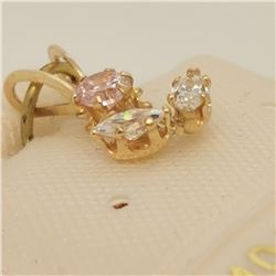 10K Yellow Gold Cubic Zirconia Pink, White Pendant, Made in Canada, Suggested Retail Value $60