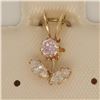 Image 3 : 10K Yellow Gold Cubic Zirconia Pink, White Pendant, Made in Canada, Suggested Retail Value $60