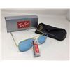 Image 1 : Ray-Ban Aviators baby Blue sunglasses NEW with case