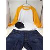 Image 1 : Mens Casual get up with Champion long sleeve Large shirt, G-Star Raw jeans size 30 slim and LED rim 