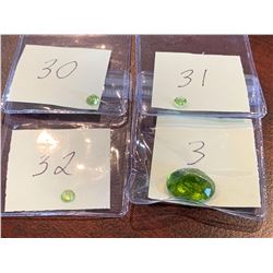 Peridot -Lot of 4 large Fine Gemstones total weight 14 Carats. large oval peridot is 11 carats