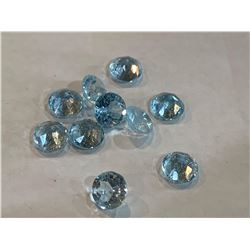 AQUAMARINE - Lot of 10 round cut Aquamarine Gemstones.  Aquamarine is a light blue colored, highly t