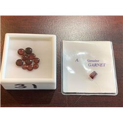 GARNET - Lot of 11 Garnet Gemstones round and emerald cut. total weight 7 Carats.  Garnet stone is a