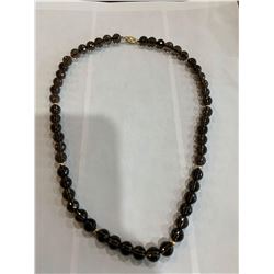 Ladies 14K Gold Smokey Quartz Gemstone Necklace
