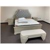 Image 1 : GREY OAK 6 PC KING BEDROOM SUITE WITH TUFTED HEADBOARD, FOOTBOARD,