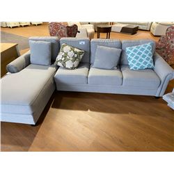 GREY SECTIONAL SOFA SET WITH 3 SEAT SOFA AND CHAISE LOUNGE WITH THROW CUSHIONS