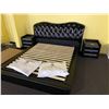 Image 1 : LEATHER TUFTED QUEEN SIZE BED WITH 2 MATCHING LEATHER TUFTED NIGHT STANDS