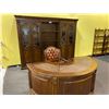 Image 1 : FORMAL EXECUTIVE OFFICE SUITE INC. C-SHAPED INLAYED DESK, LARGE WALL UNIT AND LEATHER EXECUTIVE