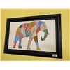 Image 1 : LARGE FRAMED WALL ART, 60" X 42" 'RAINBOW ELEPHANT'