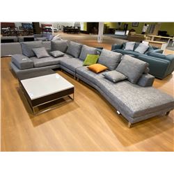 LARGE GREY SECTIONAL SOFA SET, MEASURES 168" LONG X 85" DEEP, INCLUDES THROW CUSHIONS