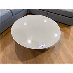 MODERN LOOK GREY ROUND COFFEE TABLE WITH SLIDING TOP INTERNAL STORAGE, 42" ACROSS