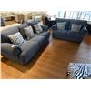 Image 1 : BLUE SOFA AND LOVESEAT SET, COMES WITH THROW CUSHIONS