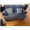 Image 3 : BLUE SOFA AND LOVESEAT SET, COMES WITH THROW CUSHIONS