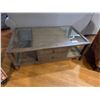 Image 1 : DARK WOOD WITH GLASS COFFEE TABLE, 50" X 28"