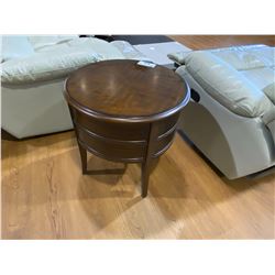 DARK WOOD ROUND PARLOR TABLE, 24  TALL