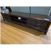 Image 1 : DARK WOOD ENTERTAINMENT STAND, 93" WIDE X 19" DEEP