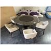 Image 1 : MARBLE TOP DINING ROOM TABLE (60" ACROSS) WITH LAZY SUSAN AND 6 CHAIRS