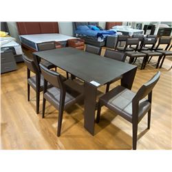 DARK WOOD KITCHEN TABLE (63  X 33 ), COMES WITH 6 CHAIRS