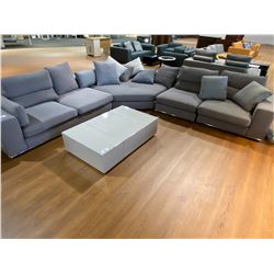 GREY SECTIONAL SOFA SET, 141" X 141", COMES WITH THROW CUSHIONS