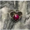 Image 2 : Rough Faceted Ruby & Sterling Silver Valentine Heart Ring