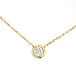 18k Yellow Gold 0.40 ctw F VS1 Bezel Round Diamond Solitaire Pendant 18" Chain