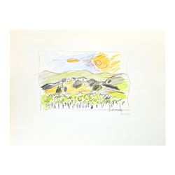 Wayne Ensrud "Silverado Winery, Napa Valley" Pencil Original Artwork; Hand Signe