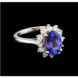 2.61 ctw Tanzanite and Diamond Ring - 14KT White Gold