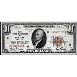 1929 $10 Federal Reserve Bank Note New York