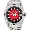 Image 2 : Rolex Men's Stainless Steel Red Vignette Diamond & Ruby Datejust Wristwatch