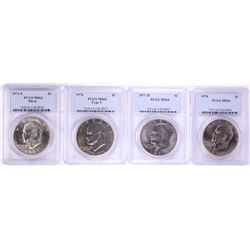 Lot of (4) $1 Eisenhower Silver Dollar Coins PCGS MS63/MS64