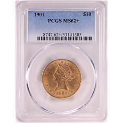 1901 $10 Liberty Head Eagle Gold Coin PCGS MS62+