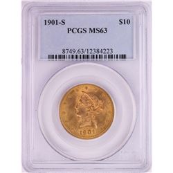 1901-S $10 Liberty Head Eagle Gold Coin PCGS MS63