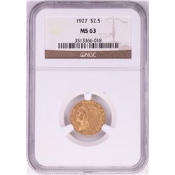 1927 $2 1/2 Indian Head Quarter Eagle Gold Coin NGC MS63
