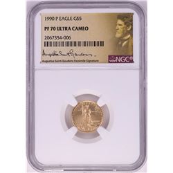 1990-P $5 Proof American Gold Eagle Coin NGC PF70 Ultra Cameo