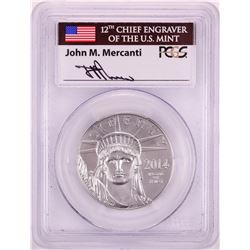 2014 $100 Platinum American Eagle Coin PCGS MS70 John Mercanti Signature