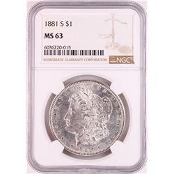 1881-S $1 Morgan Silver Dollar Coin NGC MS63 Great Toning