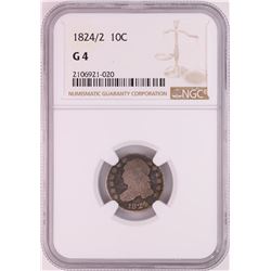1824/2 Capped Bust Dime Coin NGC G4
